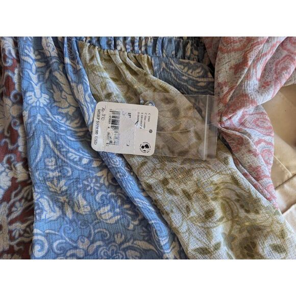 Free People Womens Multicolor Merrie Print Smocked Chiffon Boho Tunic Top S NWT - Picture 6 of 6